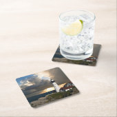 Schilderachtige vuurtorenbaken vierkante kartonnen onderzetter (Insitu)