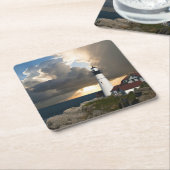 Schilderachtige vuurtorenbaken vierkante kartonnen onderzetter (Schuin)