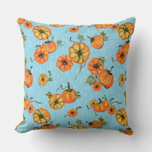 Schilderachtige Waterverf Herfst Pompoenen Oranje/ Kussen
