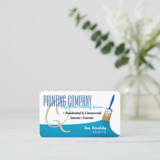 Schilderbedrijf | Professioneel en blauw luchtruim Visitekaartje (Staand voorkant)