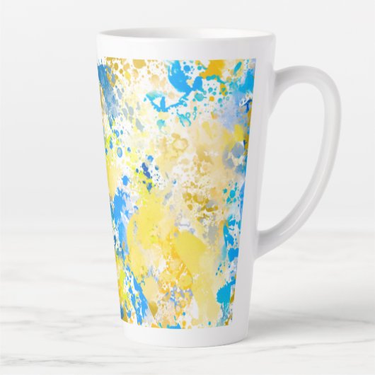 Schilderblauw en geel latte mok (Rechts)