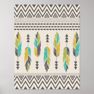 Schilderd feathers-Cream Poster