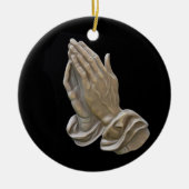 Schilderd metaal dat zich op haar handen drukt keramisch ornament (Voorkant)