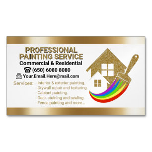 Schilderdienst Professioneel Goud Huisschilder Magnetisch Visitekaartje