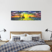 Schilderdoek printplaten op zonsondergang canvas afdruk (Insitu (Slaapkamer))