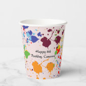 Schilderen 8e verjaardagsfeestje kleurrijke spette papieren bekers (Achterkant)