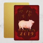 Schilderen Bamboe Varken Chinees Nieuwjaar Verjaar Feestdagenkaart (Voorkant / Achterkant)