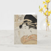 Schilderen door Kitagawa Utamaro Blank Note Card Kaart (Gele Bloem)