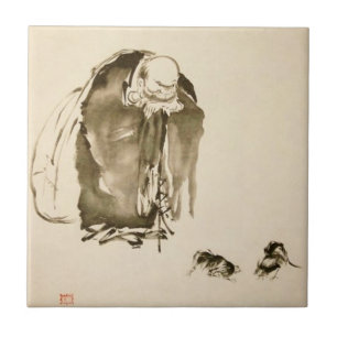 Schilderen door Miyamoto Musashi, c. jaren '1600 Tegeltje