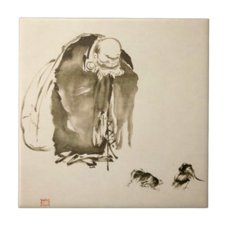 Schilderen door Miyamoto Musashi, c. jaren '1600 Tegeltje