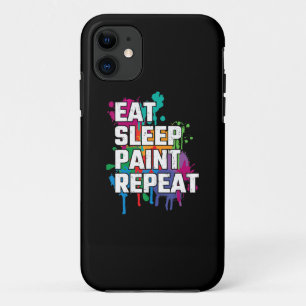 Schilderen Eet slaapverf Herhaal grappig schilde iPhone 11 Hoesje