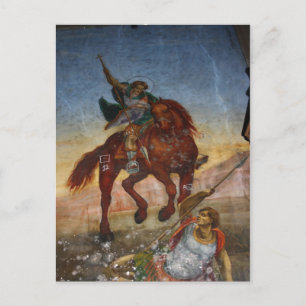 Schilderen in een Griekse kerk op een briefkaart