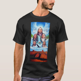 Schilderen Indianen Mannen Sjabloon zwart T-shirt
