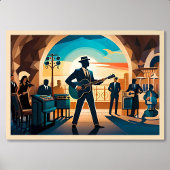 Schilderen Jazz Song Performance in Retro Style Ca Poster