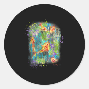 Schilderen Koi Fish Painting Zen Japans verhit Ronde Sticker