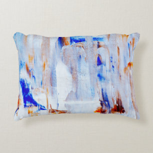 Schilderen met bruine en blauwe vloeistof accent kussen