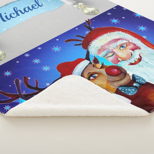 Schilderen met glimlende Rudolf en kerstman Sherpa Deken (3/4)