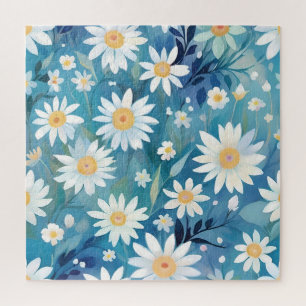 Schilderen met witte bloemen legpuzzel