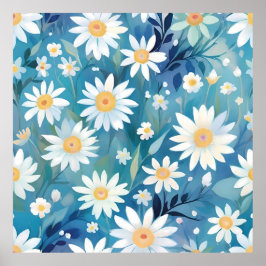 Schilderen met witte bloemen poster