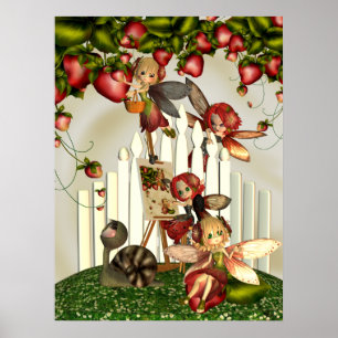 Schilderen onder de aardbeienmot Struik Fantasy Ar Poster