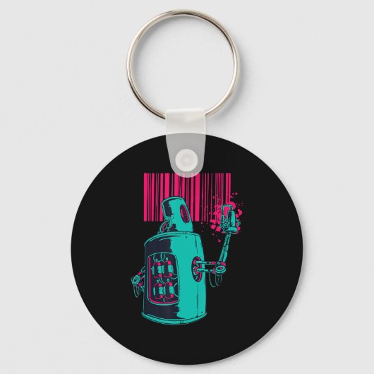 Schilderen | Robot Spray Schilderen Grafi Bar Code Sleutelhanger (Voorkant)