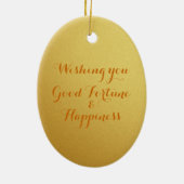 Schilderen van Chinees Lijst Varkenshaar 2019 Oval Keramisch Ornament (Achterkant)