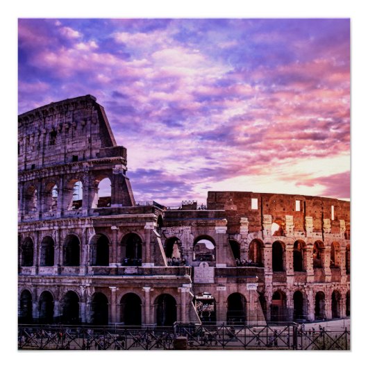 Schilderen van Colosseum in Rome bij zonsondergang Perfect Poster (Voorkant)