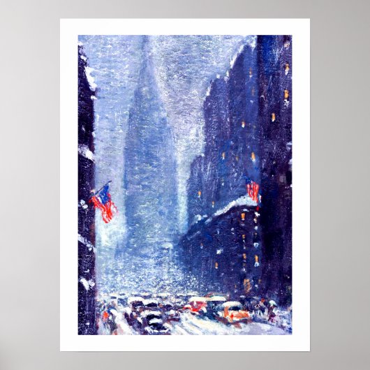 Schilderen van de Manhattan Winter Scene. Fine Art Poster (Voorkant)