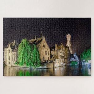 Schilderen van de oude stad Brugge en de Belfry-to Legpuzzel