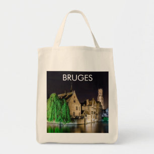 Schilderen van de oude stad Brugge en de toren van Tote Bag