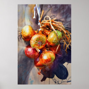 Schilderen van de waterverf van de uien voor de ke poster