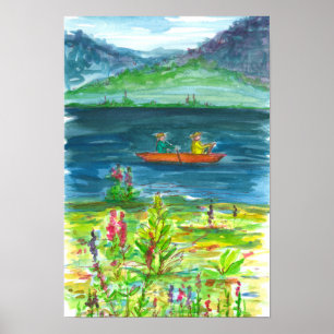 Schilderen van de Waterverf van het bergmeer van K Poster