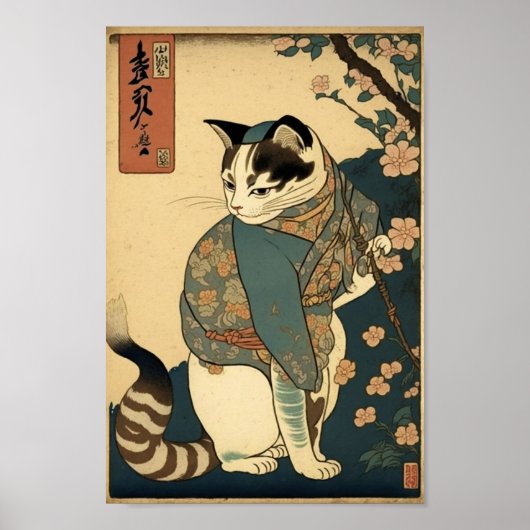  schilderen van een kat in Kuniyoshi's stijl Poster (Voorkant)