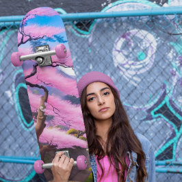 Schilderen van een kersenbloesemboom skateboard