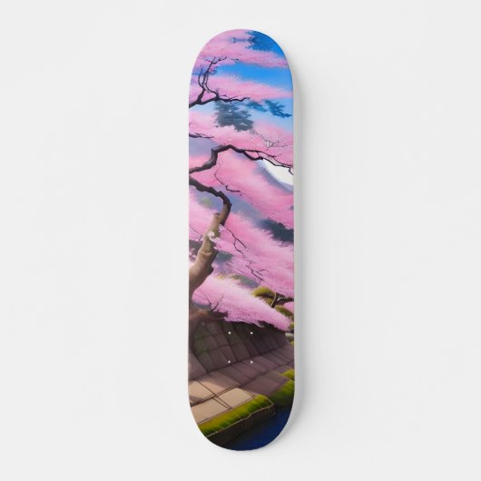 Schilderen van een kersenbloesemboom skateboard (Voorkant)