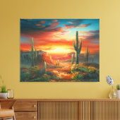 Schilderen van een kleurrijke woestijn - zonnestee canvas afdruk (Insitu (Woonkamer))