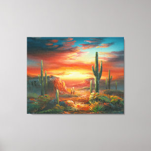 Schilderen van een kleurrijke woestijn - zonnestee canvas afdruk