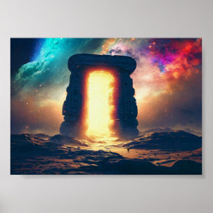 Schilderen van een portaal in de ruimte poster