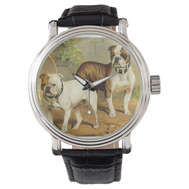  schilderen van Engelse Bulldogs Horloge (Voorkant)