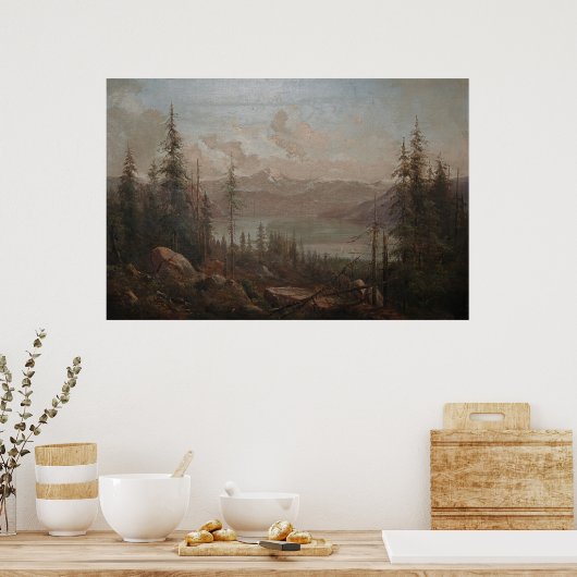 schilderen van het berglandschap poster (Keuken)