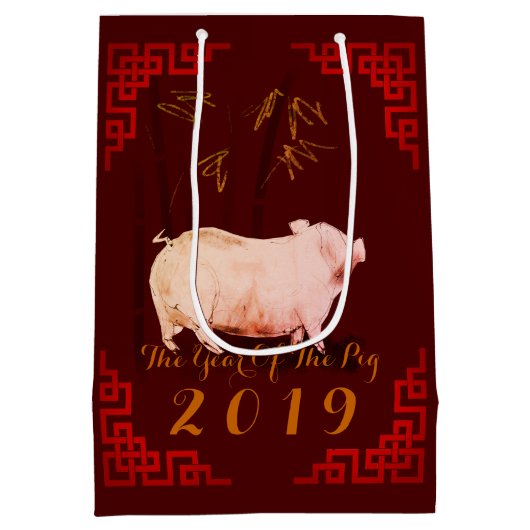 Schilderen van het Chinese Lijst Varkenshaar 2019 Medium Cadeauzakje (Achterkant)