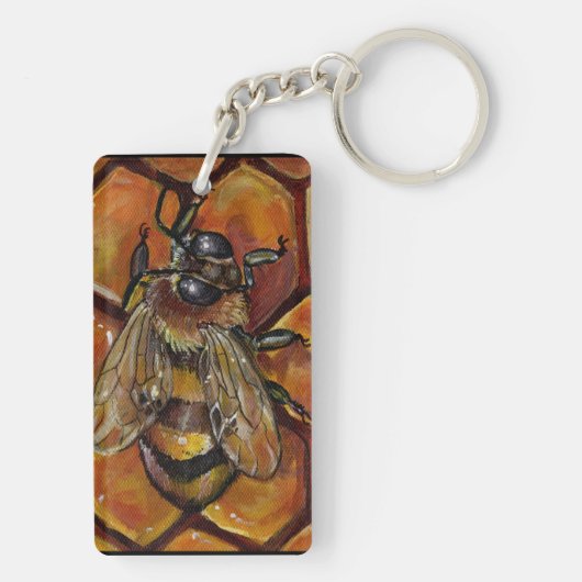 Schilderen van honingbijen sleutelhanger (achterkant)