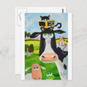 Schilderen van Koe kattenschikker Briefkaart (Voorkant / Achterkant)