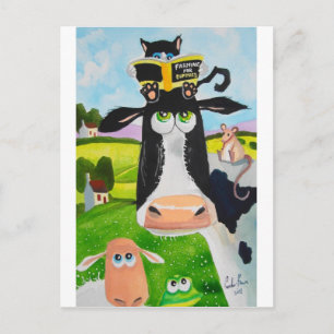 Schilderen van Koe kattenschikker Briefkaart