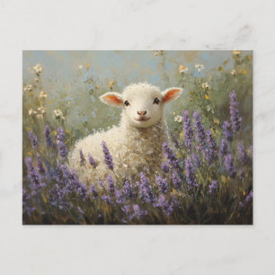 Schilderen van lamsvlees en lavendel briefkaart