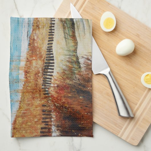 Schilderen van mooi geblazen strand en zandduinen theedoek (Quarter Fold)