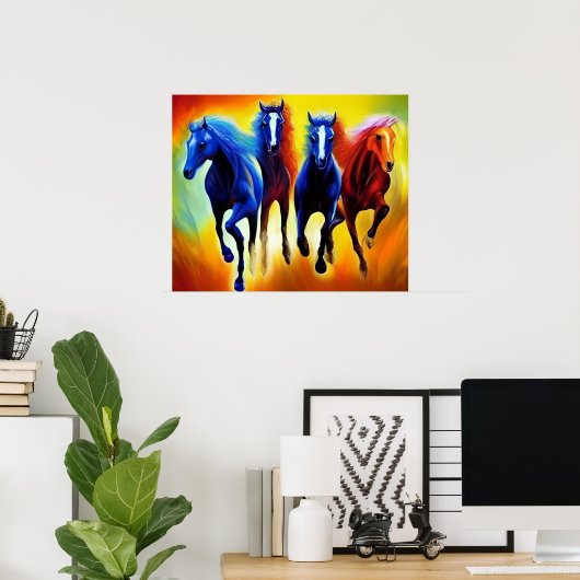 Schilderen van prachtige rijppaarden poster (Thuiskantoor)