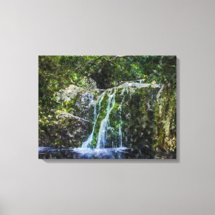 Schilderen van prachtige watervalWaterverf Canvas Afdruk