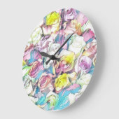 Schilderen van roze, gele en witte rozen grote klok (Hoek)