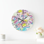 Schilderen van roze, gele en witte rozen grote klok (Huis)